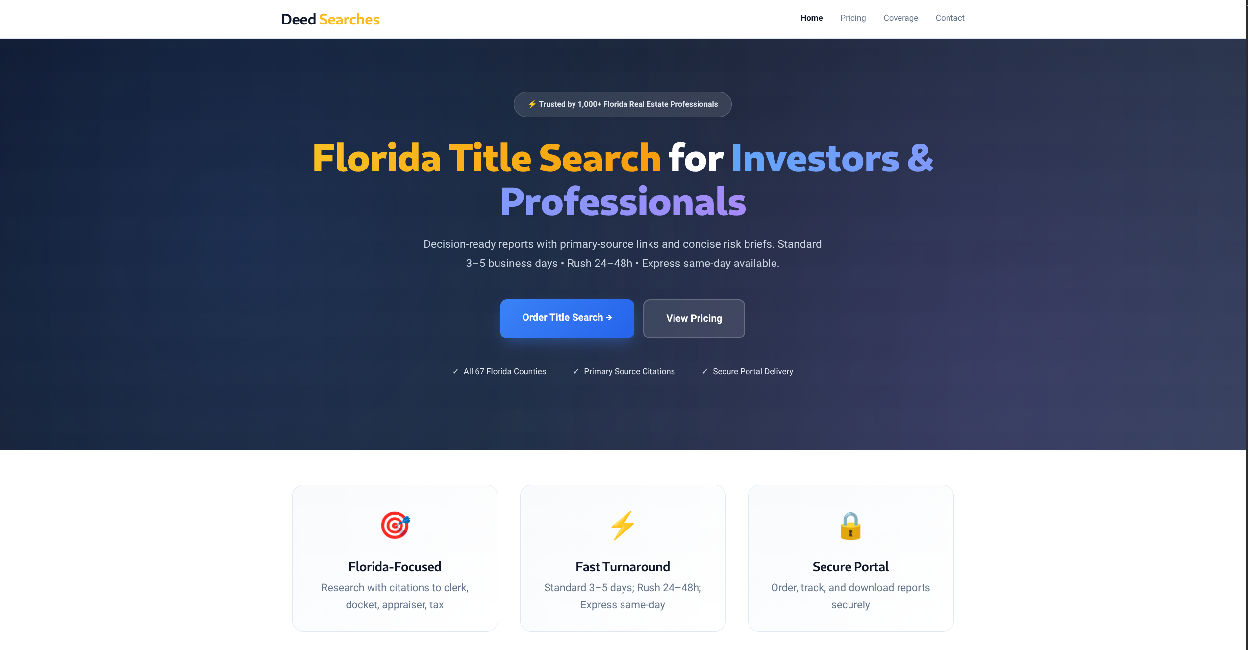 DeedSearchs — Custom Build